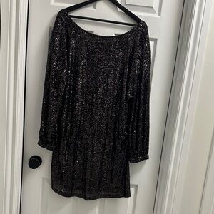 Reitmans Black Sequin Long Sleeve Dress